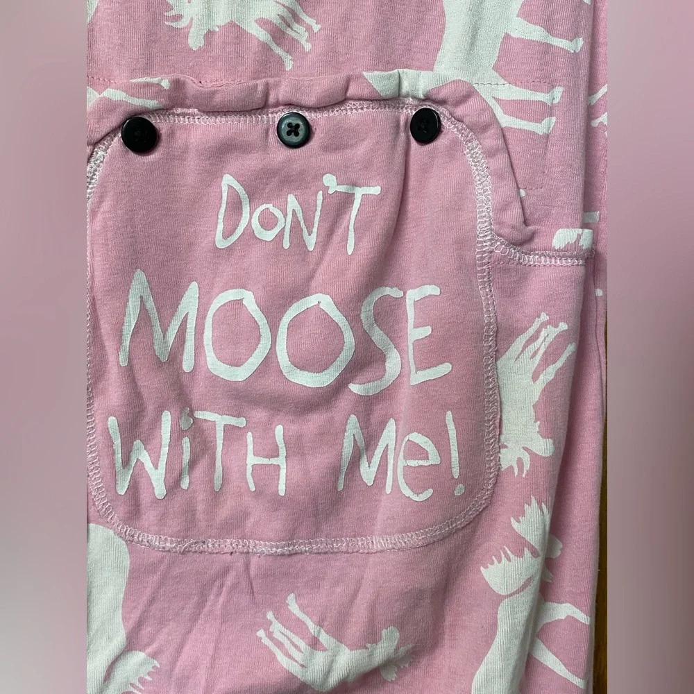 Lazy One PINK MOOSE FLAPJACK PAJAMAS SZ 10
